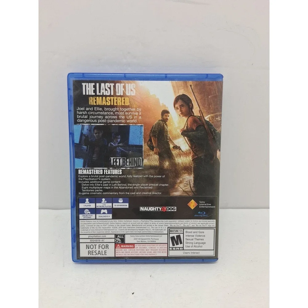 The Last of Us Remastered Sony PS4 PlayStation 4 Action Adventure Game